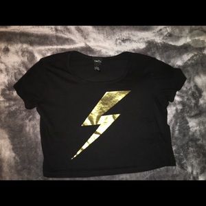 Black crop top with gold lightning